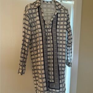 Sophie Max White and Blue V-Neck Mini Dress